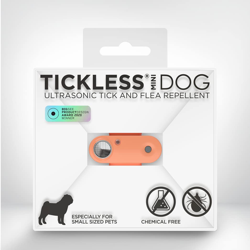 Tickless Mini Dog - Chemical Free, Ultrasonic, Natural Flea & Tick Repellent for Dogs - Hot Peach