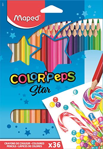 Maped Color'Peps Triangular Colored Pencils, Assorted Colors, Pack of 36 (832017ZV)