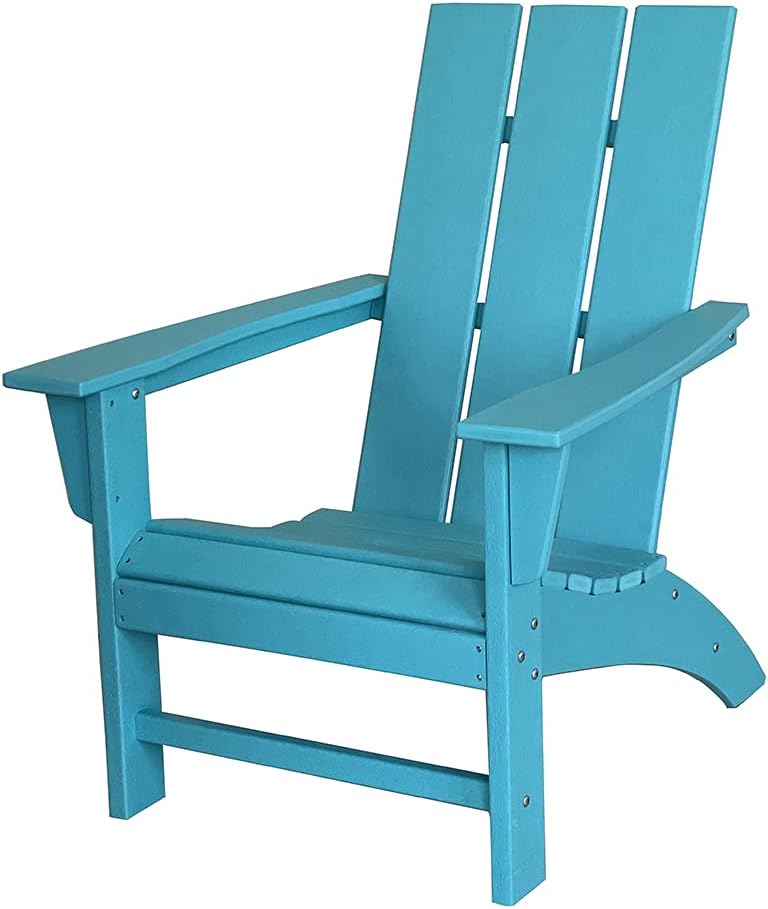 POLYKOM Adirondack Chair Plastic Lounge Outdoor for Patio Porch Backyard Lawn Furniture Chairs with Weather Resistant (Aruba Blue): Kitchen & Dining