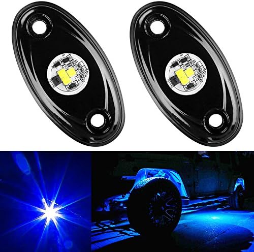 Amak 2 Pods LED Rock Lights Kit Blue Underbody Glow Trail Rig Light Waterproof Underglow LED Neon Lights for JEEP Off Road Trucks Car ATV SUV Vehicle Boat - Blue