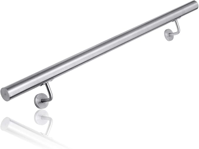 1m Stainless Steel Stair Handrail Grab Rail & Flat End Caps Wall Rail