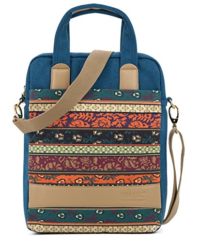 Kinmac New Design laptop shoulder messenger bag (11 inch & 12 inch & 13 inch, New Bohemian-Blue Vertical)