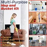 Abbey Professional Mop Bucket Set Heavy Duty Wringer 12L Red 2 Cotton Mop Heads view 5