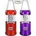 LED Lantern, Ultra Bright Camping Lantern for Hiking, Emergencies, Hurricanes, Outages, Storms, Camping and Multi Purpose (Red and Purple, 2 Pack)