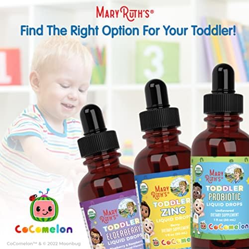 MARYRUTH’S ORGANIC TODDLER PROBIOTIC LIQUID DROPS | KIDS PROBIOTICS FOR AGES 1-3 | 5 PROBIOTIC STRAINS | 150 MILLION CFU PER SERVING | USDA ORGANIC | SUGAR FREE | VEGAN | GLUTEN FREE | 1 FL O
