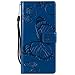 Galalxy S9 Wallet Case,SMYTU Premium Emboss Butterfly Flip Wallet Shell PU Leather Magnetic Cover Skin with Wrist Strap Case for Samsung Galaxy S9 5.8