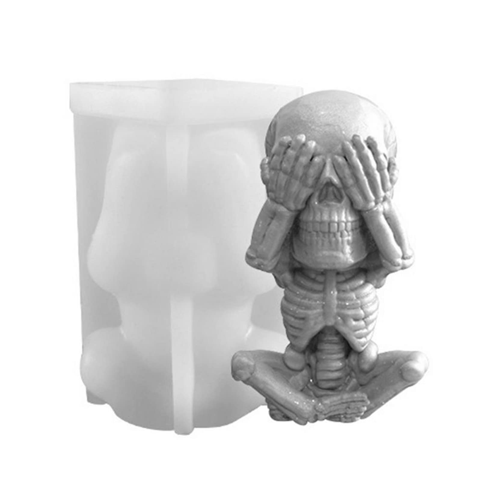 Photo 1 of 3D Skull Silicone Candle Mold, Skeleton Epoxy Resin Casting Mold,Silicone Soap Molds Chocolate Candy Cake Decor Plaster Clay Mould (Not Look)