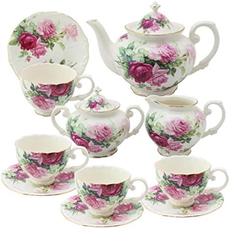 Grace Teaware 11-Piece Porcelain Tea Set (Rose Garden)