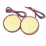 Qiorange Pair 24 LED Round Reflectors Tail Brake Stop Marker Light Truck Trailer RV ATV Motorcycle Amber Yellow