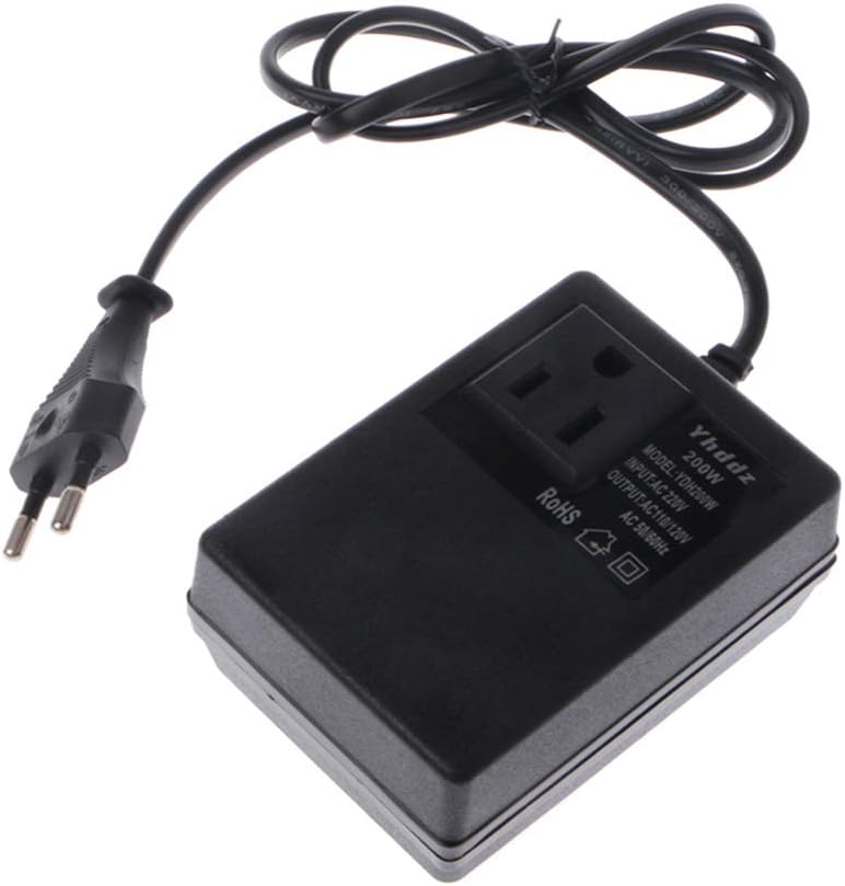 Gjyia 200W AC 220V to 110V Step Down Transformer Convert Travel Power EU Plug Adapter