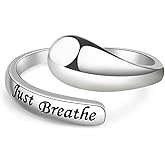 YMHOP 925 Sterling Silver Ring Oringinal Inspirational Jewelry Adjustable Wrap Open Rings Personality Encouragement Gift for Women