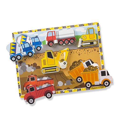 Melissa & Doug Construction Vehicles Wooden Chunky Puzzle (6 pcs) - FSC Certified