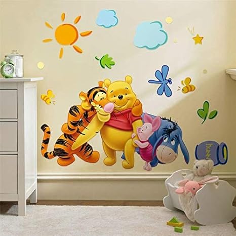 RQMQRL Winnie The Pooh Freunde Wandaufkleber Für Kinderzimmer Dekorative Aufkleber Abnehmbare PVC Wandtattoo