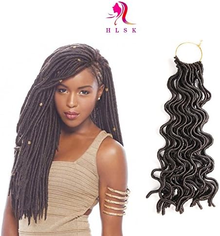 HLSK 6Packs/Lot 20'' Wavy Faux Locs Crochet Synthetic Braiding Hair 20 inch Soft Curly Fauxlocs Havana Mambo Twist Kanekalon Hair Extensions Braids (4")