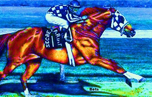 artist BETS HORSE PRINT Giclee of painting SECRETARIAT MAKING HIS MOVE by aquamarine image 8" x 12" Thoroughbred Wall Art wow your walls