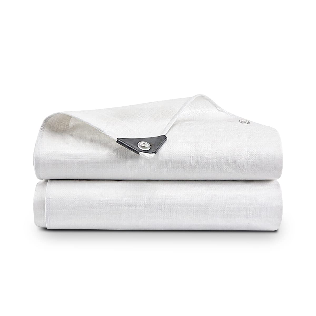 White Tarpaulin Waterproof Heavy duty 2.7m x 3.6m (Cut-Size) PE Plastic Tarp 110gsm Mediumweight Multipurpose Tarpaulin Sheet - Cover Garden Furniture Shed Market Stall (8.9ft x 11.8ft)