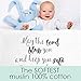 Ocean Drop 100% Cotton Muslin Swaddle Baby Blanket – ‘May The Lord’ Quote with Gift Box for Baptism, Christening, Godson, Goddaughter, Neutral, Baby Shower – Super Soft, Breathable Large 47x47”