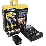 ROKKES Universal Intelligent Battery Charger - NOKOSER D4U 4Bay Rapid Digital LCD Display Smart Charger, USB Powered + Power Bank + Battery Tester For Rechargeable 18650/IMR/Li-ion/LiFePO4/Ni-MH/Cd AA