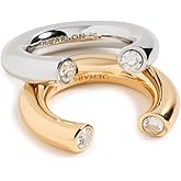 DEMARSON Women's Miley Stackable Rings, 12K Shiny Gold/Ir/Crystal, 8