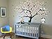 LUCKKYY Three Playful Pandas Bear on Cherry Blossom Tree Wall Decal Tree Wall Sticker Nursery and Children's Room (Pink)