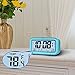 Peakeep Digital Alarm Clock with 2 Alarms for Weekday Mode, Indoor Temperature, Smart Sensor Night Light, Battery Operated Only (Blue)