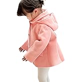 rrhss Baby Girls Button Formal Coat Toddler Kids Hooded Woolen Jacket Fall Winter Outwear