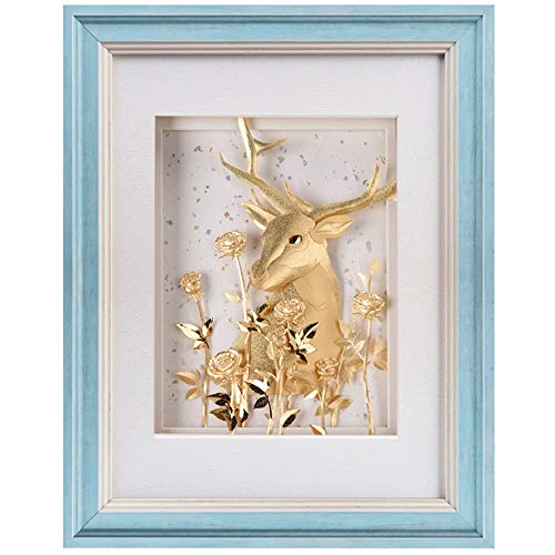 MQW Modern Minimalist Home Decoration Living Room Painting/Porch/Bedroom Creative Three-Dimensional Gold Foil Painting Delicate and Beautiful (Color : Blue)