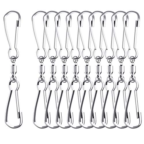CandyHome Swivel Dual Clips, 10 Pack Spiral Tail Wind Spinner for Hanging Wind Spinner Spiral Tail Windsock Crystal Twister Planters Plants Flower Pots Bird Feeder Solar Lights