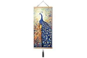 EAPEY japanese scroll wall art chinese wall art asian wall scroll Peacock for Home Decorations