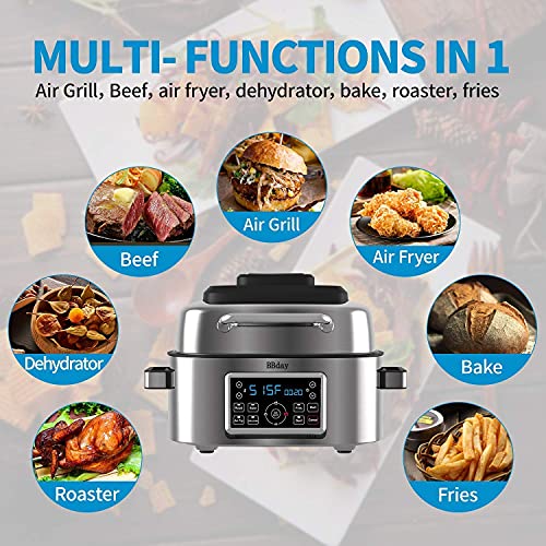 BBday 10in1 Electric Indoor Grill Combo, with 6.5 QT Air Fryer, Roast