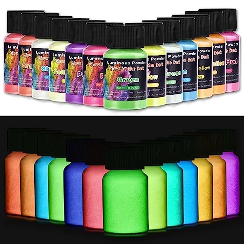 12 Color Glow in The Dark Paint Set, 20ml per Bottle Acrylic Paint for Decoration Art Craft DIY Resin Rich Pigments for All Ages