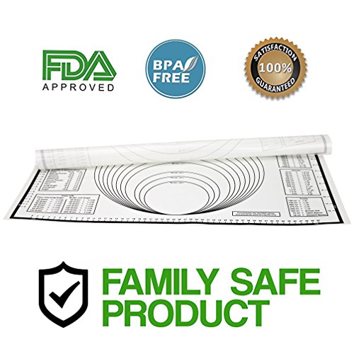 Silicone Pastry Baking Mat with Measurements- Non-Stick Silicon Liner for Silicone Baking Mat, Dough Rolling Mat,Oven Liner(23.62" x 15.74", shell black)
