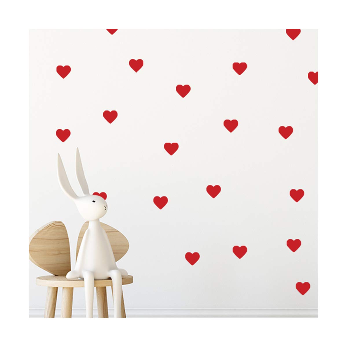 StickerDeen | Heart Shape Decoration Removable Wall Art Vinyl Decal Stickers | (Pack of 80) (Red)