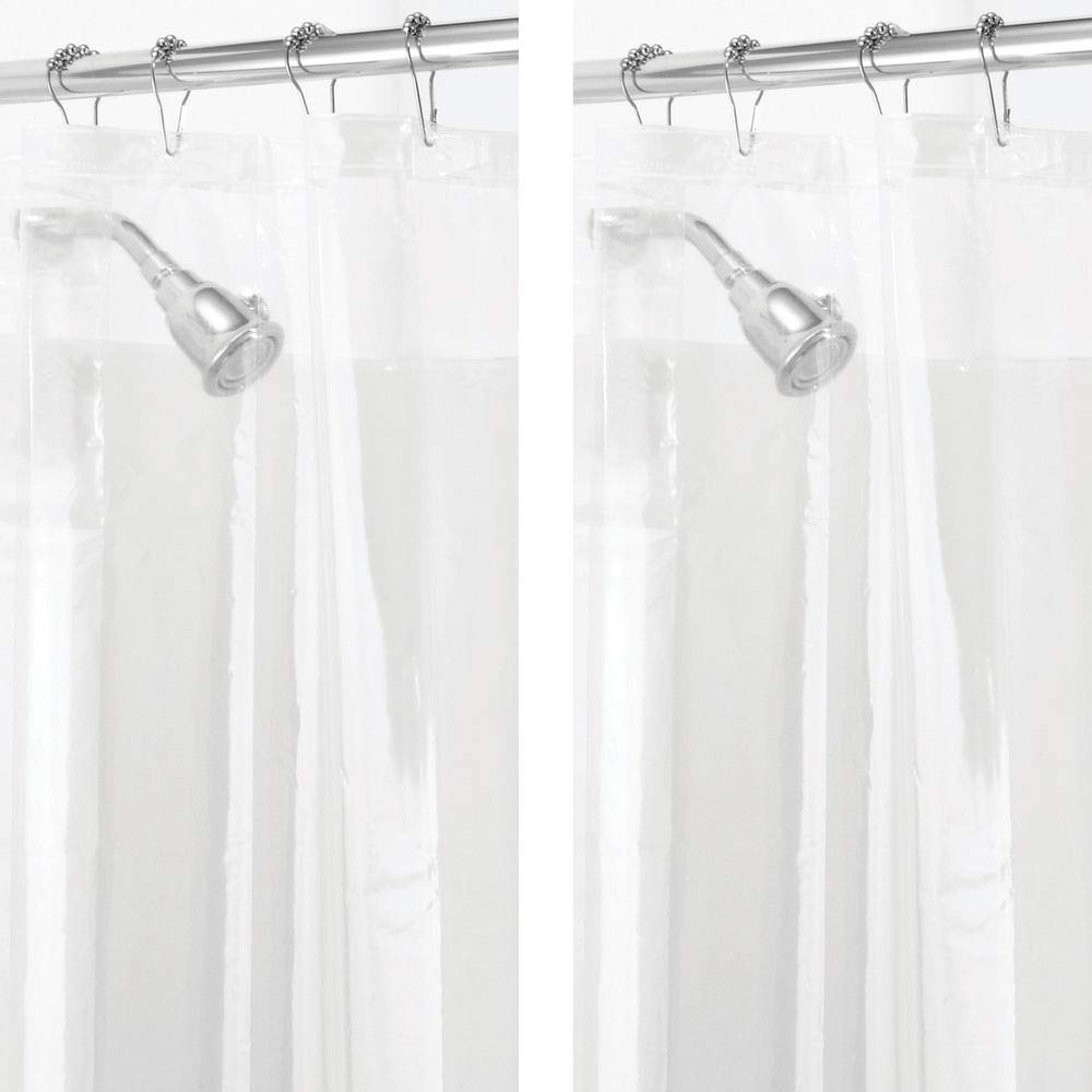 mDesign Shower Curtain Liner (Pack of 2) PEVA Shower Curtain