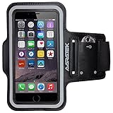 AARATEK Pro Sport Armband for iPhone 6, Galaxy S6|S5|S4 (BLACK) - Rated #1 - Best for workouts, running, cycling, or any fitness activity outside or in the gym - Listen to your favorite motivating music while your phone is held securely on your arm! - Deluxe lightweight sweat resistant neoprene sleeve with key holder and reflective case to protect your phone - Room for cash/card too - Various sizes and colors available...