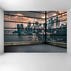 Wall Mural 3D Cityscape Removable Wallpaper Wall Sticker for Bedroom Living Room - 66x96 inches