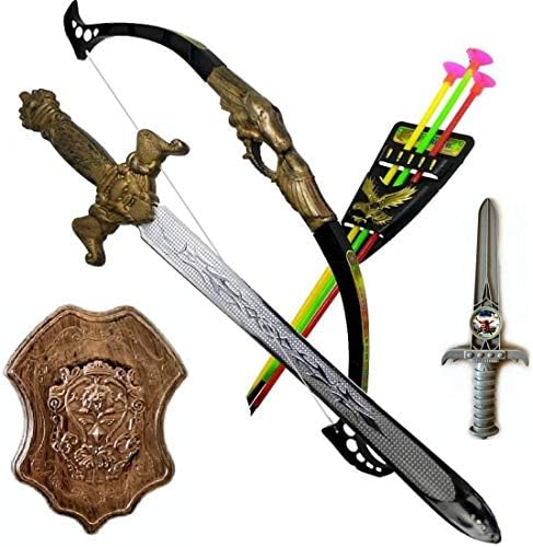 Tanvicreations Tanvi Bahubali Warrior Set Knights Fancy Dress Kids Cosplay, King's Sword, Sheild, Hand Armor, Bow and 3 Arrows