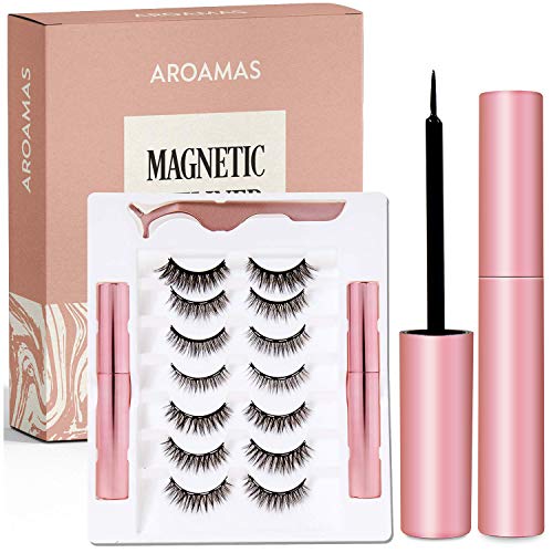 Aroamas Eyeliner and Eyelash Kit, [7 Pairs]No Glue