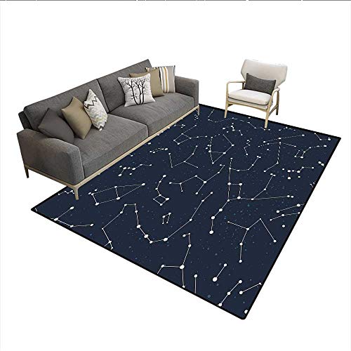 Floor Mat,Milky Way Inspired Pattern with Cluster of Fixed Stars in Night Sky,4723D Printing Area Rug,Blue Dark Blue White 6'x9'