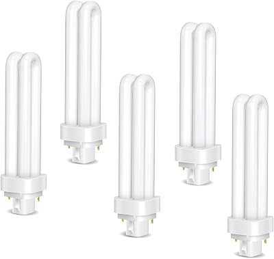 Confezione da 5 Lampadine Tubolari PLC G24d-3 a 2 Pin 26W, Luce Bianco Caldo 2700K, 1600LM, Tubo Doppio Giro 2U, Non Regolabile, Adatta Per Cucina, Sala da Pranzo, Bar, Camera da Letto, Ufficio