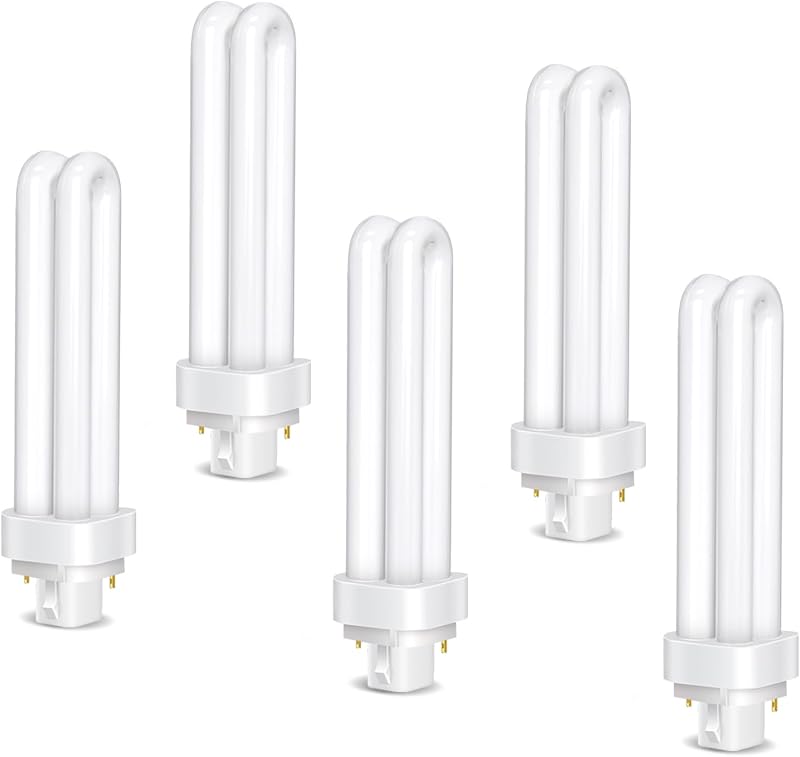 Confezione da 5 Lampadine Tubolari PLC G24d-3 a 2 Pin 26W, Luce Bianco Caldo 2700K, 1600LM, Tubo Doppio Giro 2U, Non Regolabile, Adatta Per Cucina, Sala da Pranzo, Bar, Camera da Letto, Ufficio — foto 1 di 8