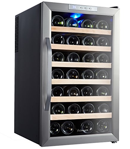 Kalamera Stainless Steel Freestanding Wine Refrigerator, 28 bottle