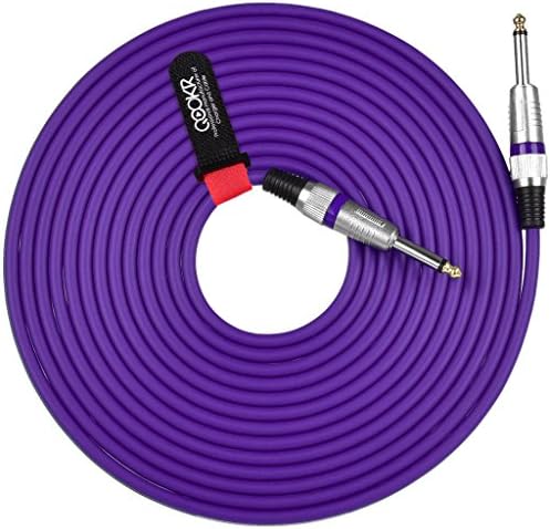 QOOKR 20ft Male to Male Straight 1/4" TS Color Instrument Cable for Electric Guitar,Bass,Keyboard(20 Feet,Purple)