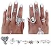 Rings Set;START 8PCS/Set Bohemian Elephant Head Arrow Moon Snack Turquoise Rings