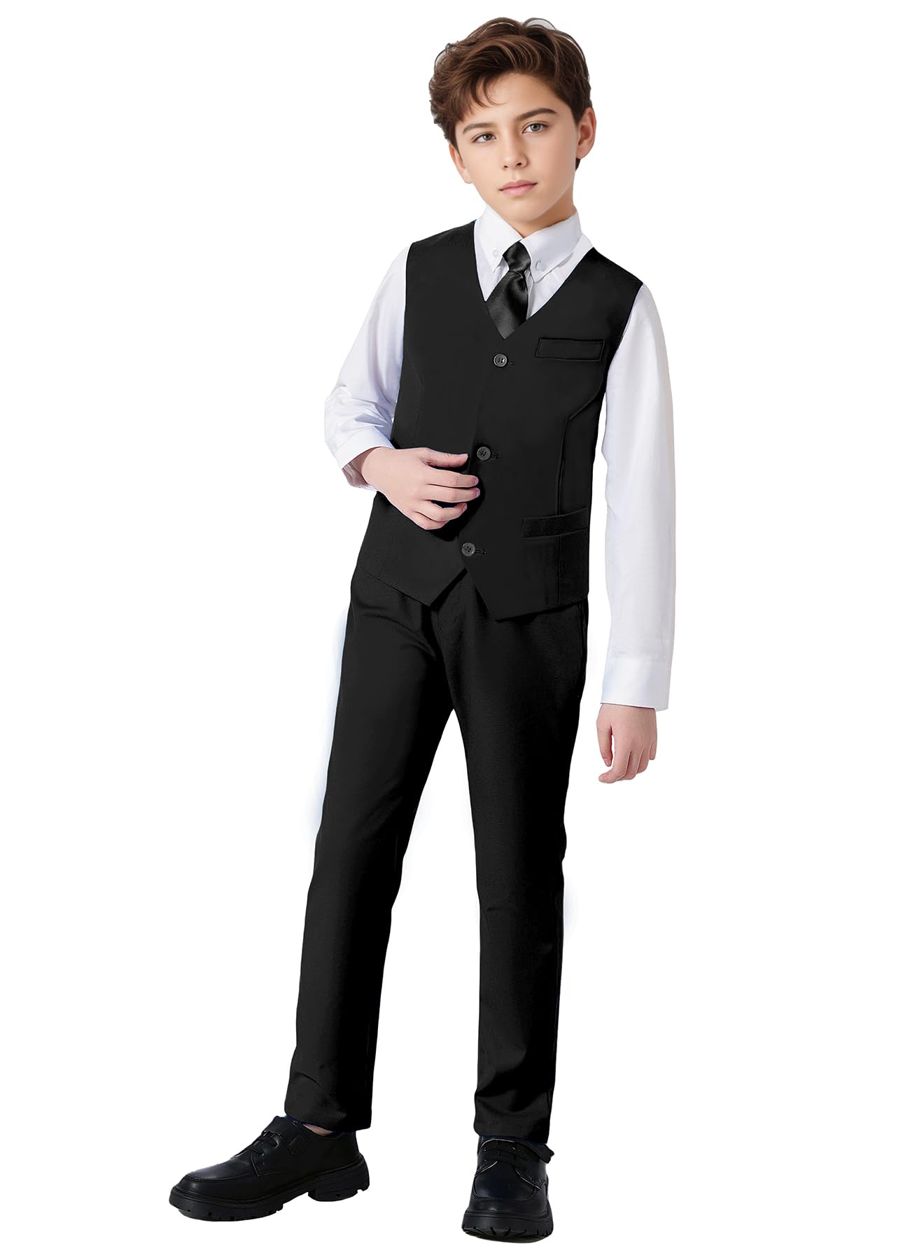 Suits for Boys Easter Outfits Kids Suit 4 Piece Formal Silm Fit Suits with Dress Tie for Wedding Size 6 Image