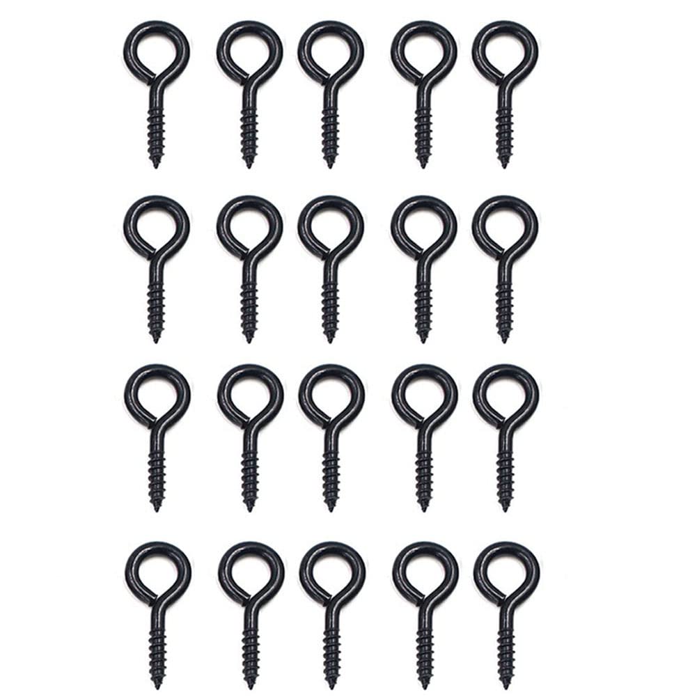 20Pcs Eye Net Screws M4 x 36mm Vine Eye Bolts Screw Black Stainless Steel Self Tapping Ring Nails, Large Eyelet Bolt Wall Hooks for DIY Cork Crafts Hanging Wooden Frames Ornament