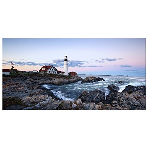 Wieco Art Portland Lighthouse Canvas Prints Wall Art Ocean Sunset Beach Seascape Pictures Paintings for Living Room…