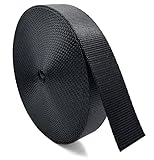 Marsway Nylon Webbing Strap 1 inch Width Black Flat Heavy Fastening Strap for Bags, Slings, Belts, Outdoor Equipments, Clothes and Accessories