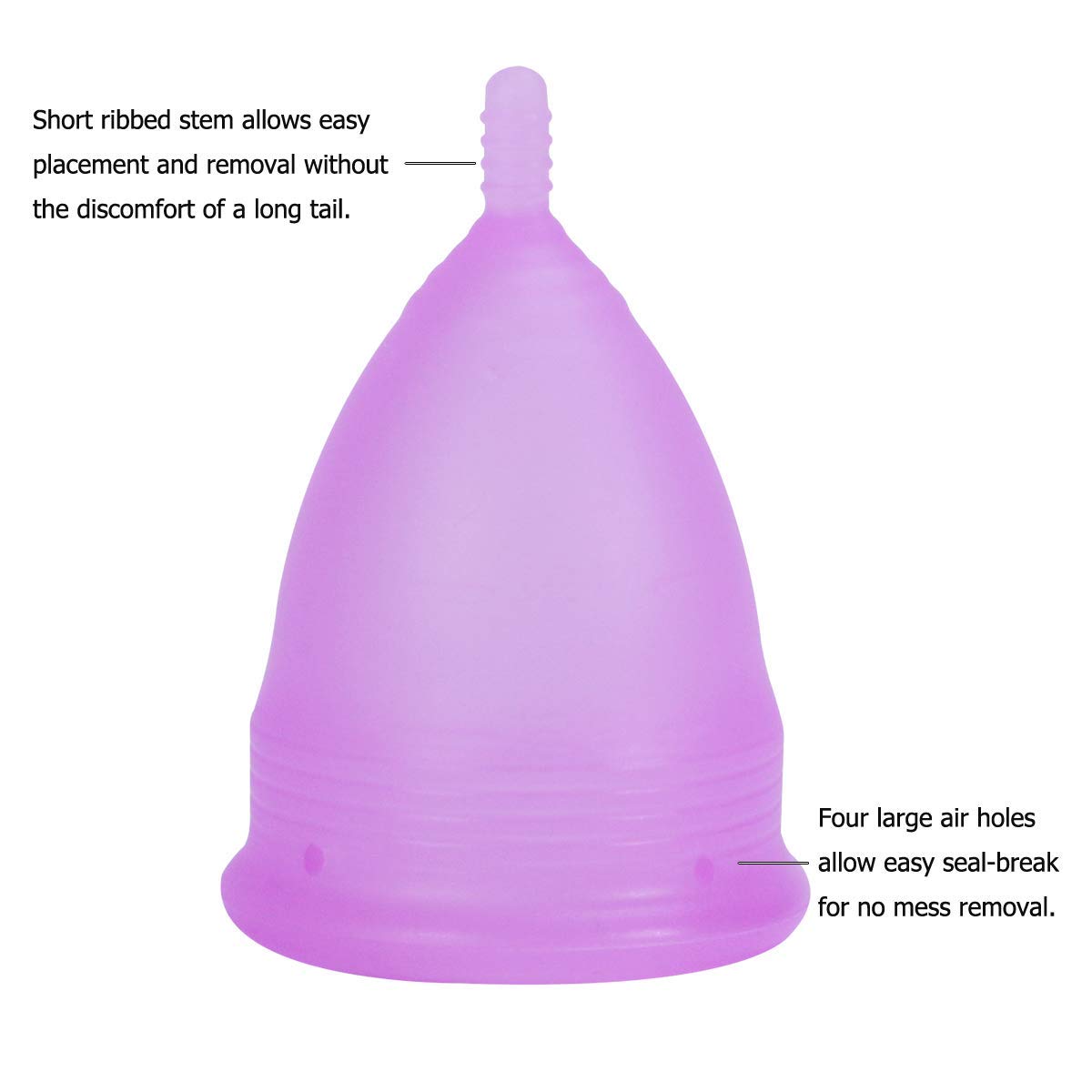 𝙈𝙚𝙣𝙨𝙩𝙧𝙪𝙖𝙡 𝘾𝙪𝙥𝙨 Reusable Menstrual Cup Set of 4, Period Cup, 2 pcs Small and 2 pcs Large (Purple and White)