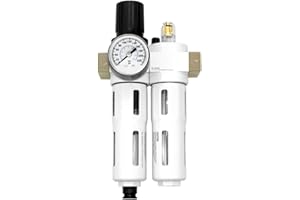 Beduan 3/8"NPT Compressed Air Filter Regulator Lubricator Combo（0-230 psi）, Air Tool Compressor Filter Water/Oil Trap Separator with Guage, Manual Drain